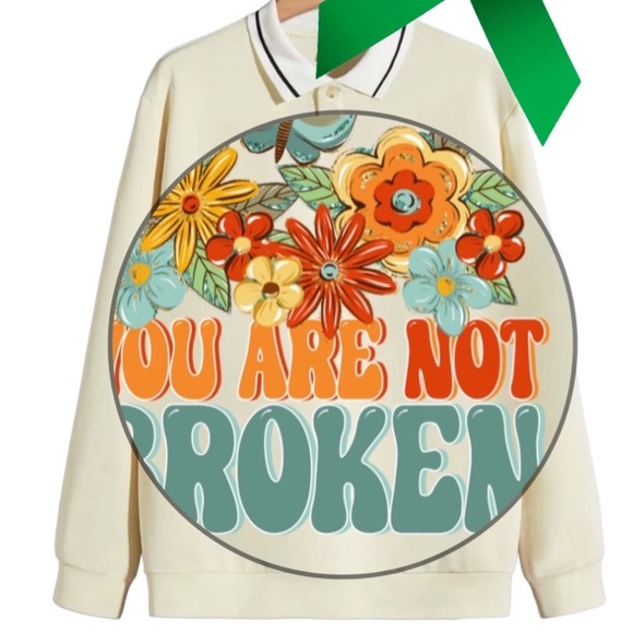 You are not broken mental health graphic pullover sweatshirt oversized XXL - Picture 3 of 11